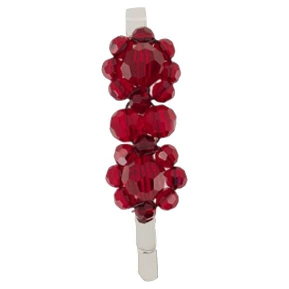 Mini Flower Hair Clip - Simone Rocha - Crystal - Red - Picture 2 of 2